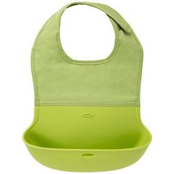 Tickled Babies Oxo Tot Waterproof Silicone Roll-Up Bib With Comfort-Fit Fabric Neck - Green