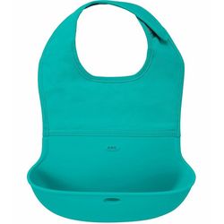 Tickled Babies Oxo Tot Waterproof Silicone Roll-Up Bib With Comfort-Fit Fabric Neck - Teal