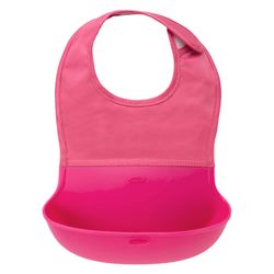 Tickled Babies Oxo Tot Waterproof Silicone Roll-Up Bib With Comfort-Fit Fabric Neck - Pink