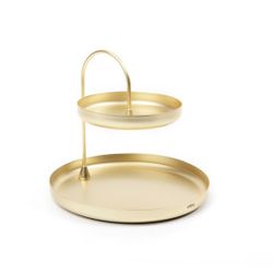 POISE TWO TIERED TRAY BRASS