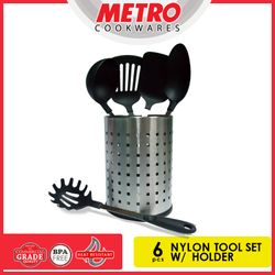 MNKT 4725  5pcs Nylon Kitchen Tool Set with Stainless Steel Holder