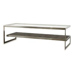 Milo Coffee Table Glass top + Stained Black Oak Stainless Steel Legs