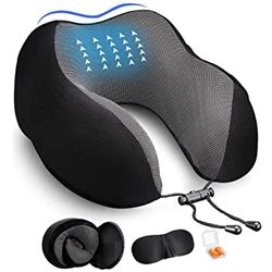 Smooth Skies UK 3 in 1 Ultimate Travel/Sleep Kit (Memory Foam Pillow,3D Eye Mask,Ear Plugs)