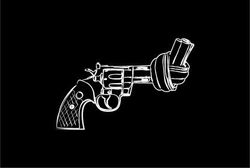 NON VIOLENCE GUN LINE ART ON BLACK BACKGROUND POSTER 19x27"