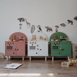 Wooden Minimalist Colored Kitchen