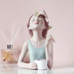 Happy Home PH Lady in Butterfly Coffee Time Figurine
