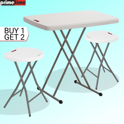 Primetime White Dining Set 1 table and 2 stools