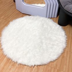 Dusty Cloud Angelica 100cm Faux Fur Round Carpet