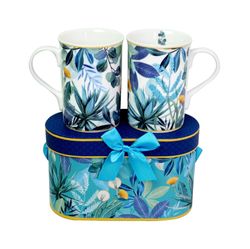 Botanique Bleu Couple Mugs