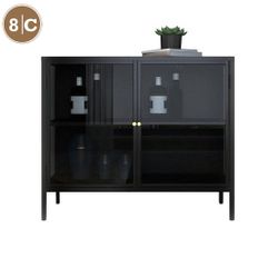 8C Clair Low Glass Cabinet (Black)