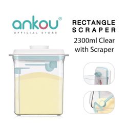 Ankou Airtight 1 Touch Button Clear Container With Scoop and Holder with Scraper 2300ml Rectangular