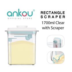 Ankou Airtight 1 Touch Button Clear Container With Scoop and Holder with Scraper 1700ml Rectangular