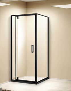 Sannora  Square shower enclosure- BLACK  w/ swing door (LEFT hinge version)  LBS18-10-L + LBS18