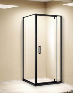 Sanorra  Square shower enclosure- BLACK  w/ swing door (RIGHT hinge version)  LBS18-10-R + LBS18