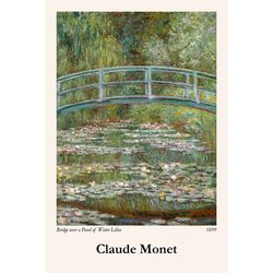 BRIDGE OVER A POND OF WATER LILIES POSTER 8x11