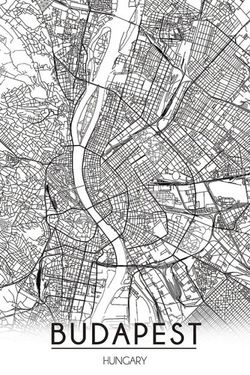 BUDAPEST MAP LINE ART POSTER 15x19"