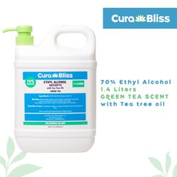 Curabliss 70% Ethyl Alcohol Green Tea scent with Tea tree oil 1.4 Liters
