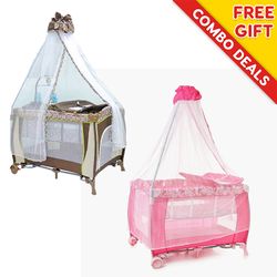 Giant Carrier Garnet Pack & Carry Crib with Rocking Feature and Musical Mobile