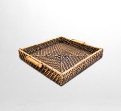 Manang.ph square Bluewashed Tray with Wooden Handle