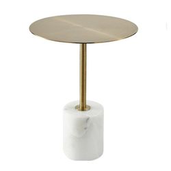 Leila Brass Side Table with Marble Base