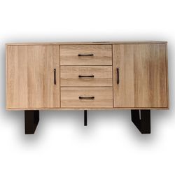 CB-R514BF wood buffet cabinet with matte black legs
