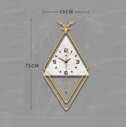 Metal Home Decorative Nordic Art Modern Wall Clock w/Pendulum