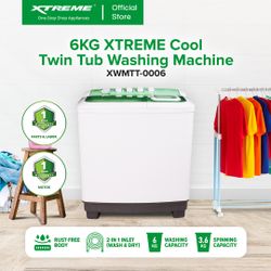 XTREME COOL Twin Tub Wash and Dry Washing Machine 6KG Washer 3.6KG Spin Dry (XWMTT-0006)