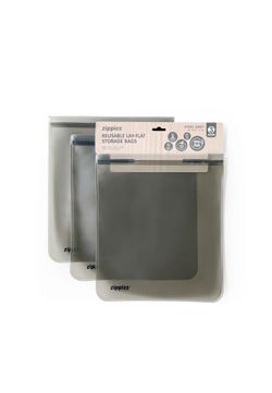 Zippies Steel Grey Reusable Lay Flat Storage Bags XL (3s)