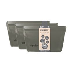 Zippies Steel Grey Reusable Standup Storage Bags Medium (3s)